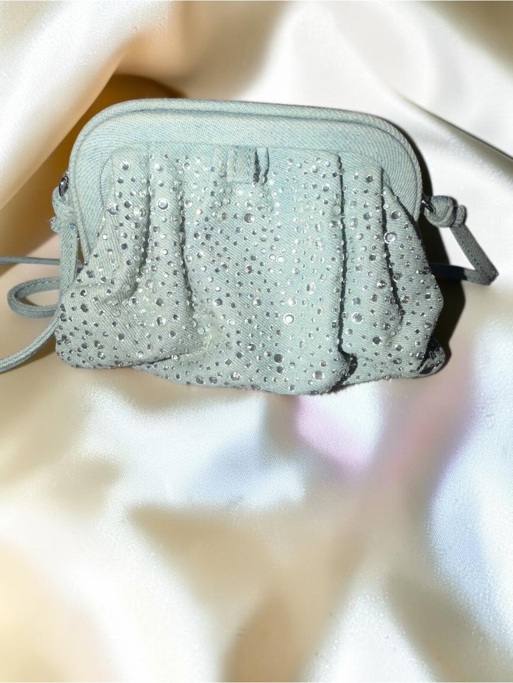 Zara Gray Rhinestone Sparkle Mini Shoulder Bag Evening Purse - Picture 6 of 7